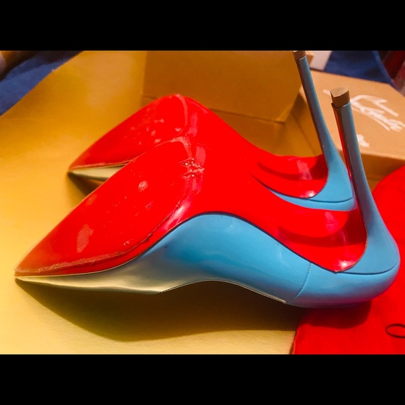 Louboutin Paris So Kate 120 Patent Pacific Blue size 37 worn 1 Time - Saks 5th - Picture 6 of 12